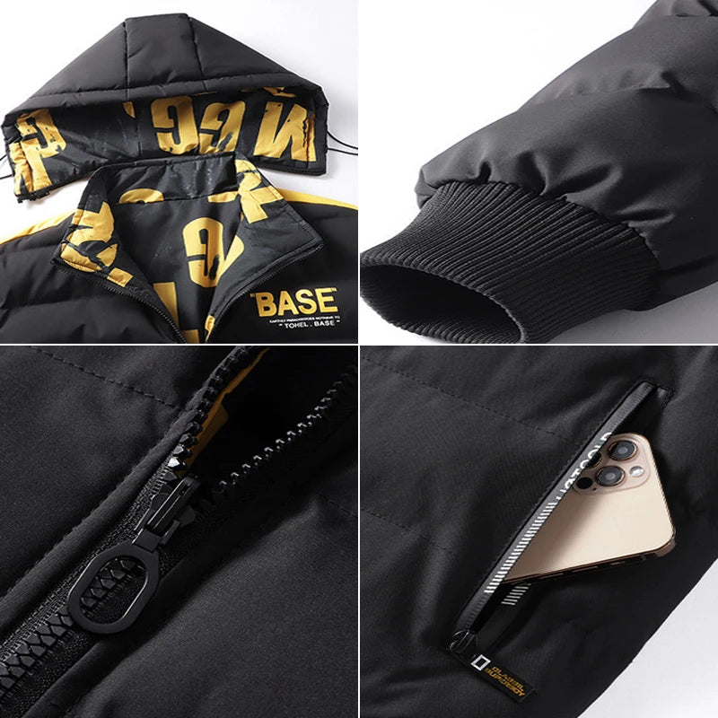 DIMUSI Winter Men Padding Jacket Fashion Male Thicken Down Thermal Parkas Casual Outwear Windbreaker Hooded Coats Man Clothing