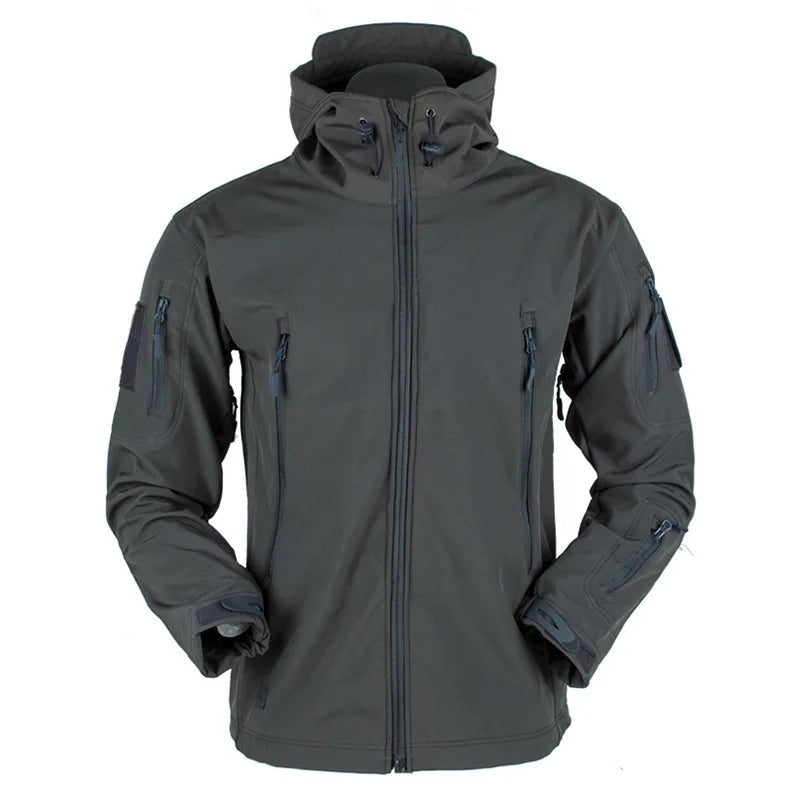 Winter Tactical Sets Men Outdoor Work Fleece Jacket Waterproof Shark Skin Soft Shell Hooded Jacket Multi-pocket Cargo Pant 2 Pcs