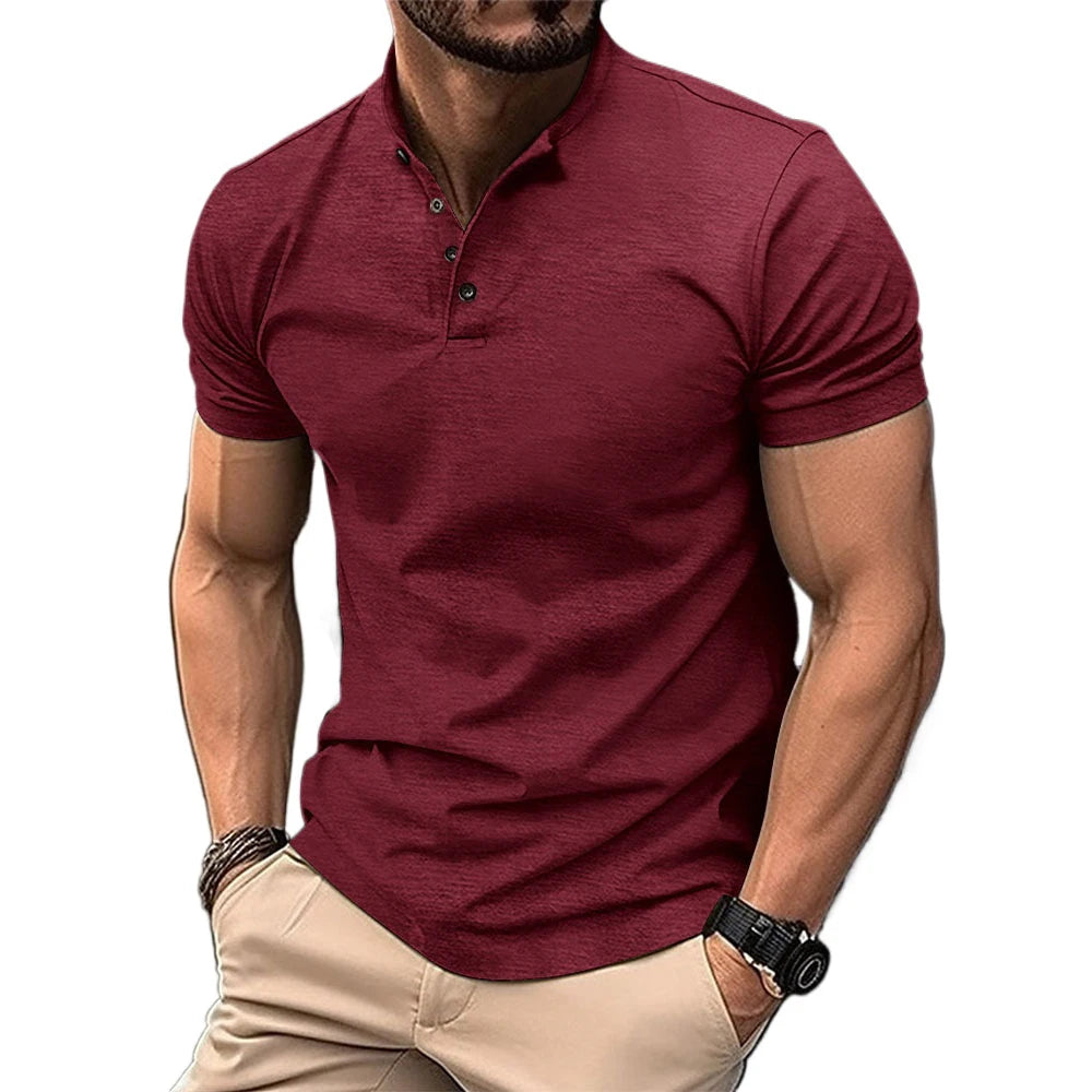 Summer Lightweight Lapel Polo Shirt Men's Short Sleeve Cotton Breathable Fashion Slim Fit Polo Shirt Male Fitness T-shirt