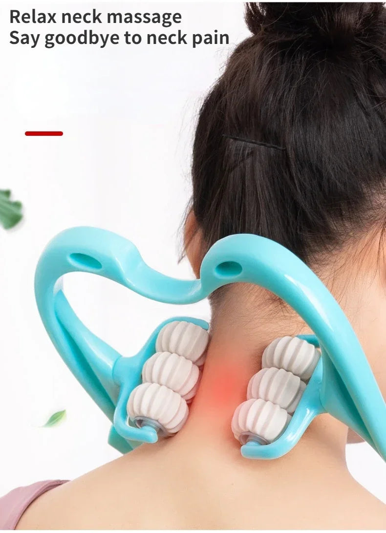 Cervical Neck Massager, Manual Neck Clamp Multifunctional Kneading Roller 6-Ball Shoulder And Neck Relaxation Massager