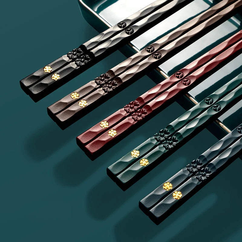 5 Pairs Non-slip Reusable Chopsticks Set Korean Food Sushi Sticks Chopsticks Alloy Chopsticks For Hotel Restaurant Kitchen