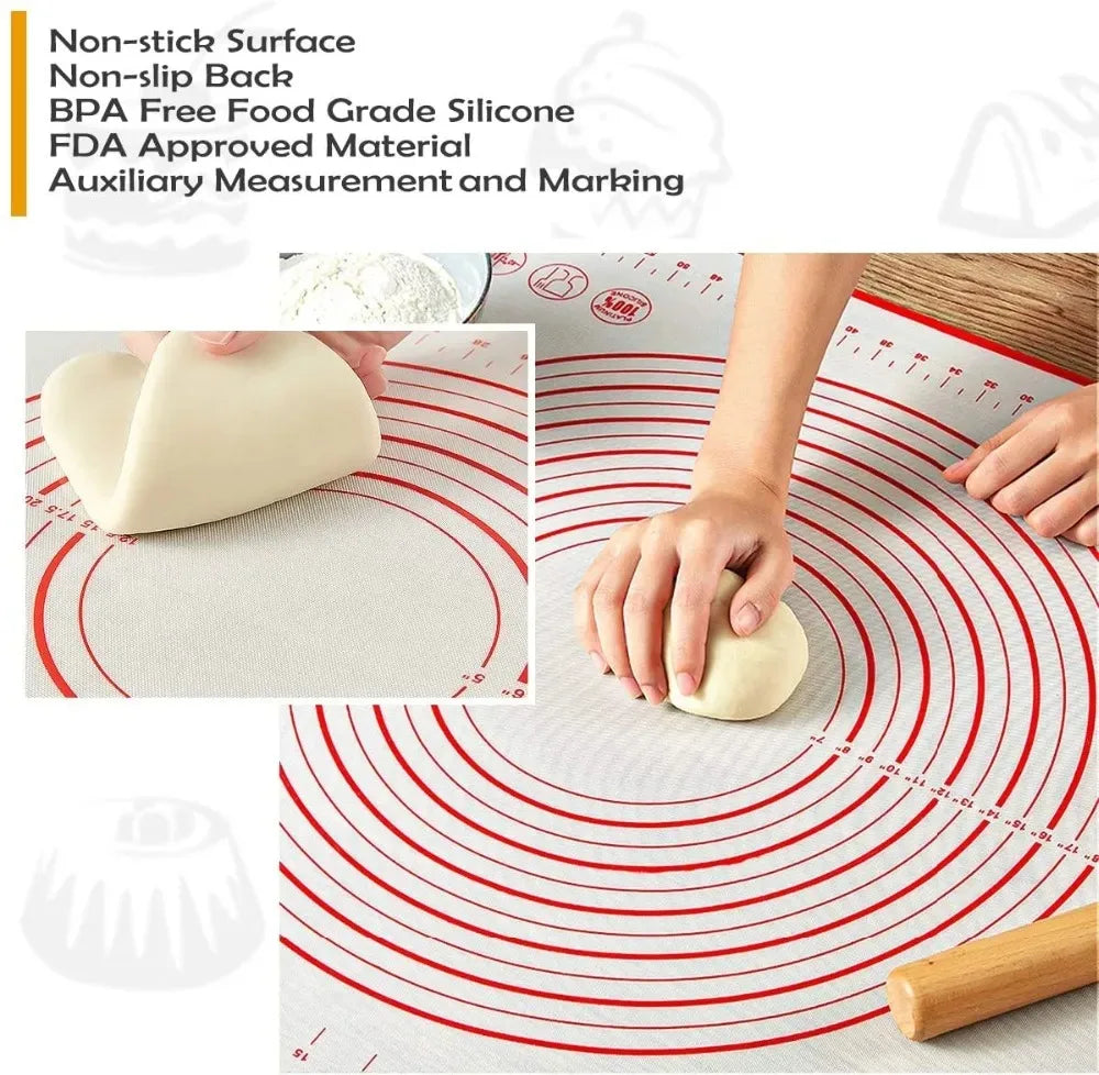 BUYYES 1PCS White And Red Kneading Mat Silicone Baking Mat Pizza Cake Dough Maker Kitchen Cooking Grill Gadget Baking Utensils