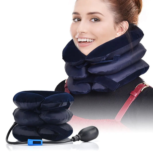 Neck Massager 3 Layer Inflatable Air Cervical Neck Traction Support PainStress Relief Neck Collar Pillow Neck Stretching Brace