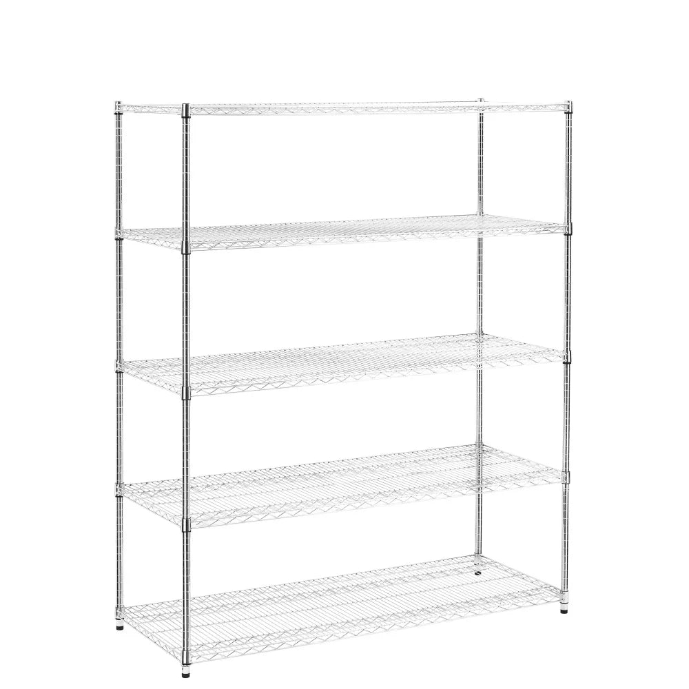 Warehouse supermarket kitchen other 5-layer heavy-duty adjustable shelves with wheels  adjustable feet  frame bearing 300 pounds