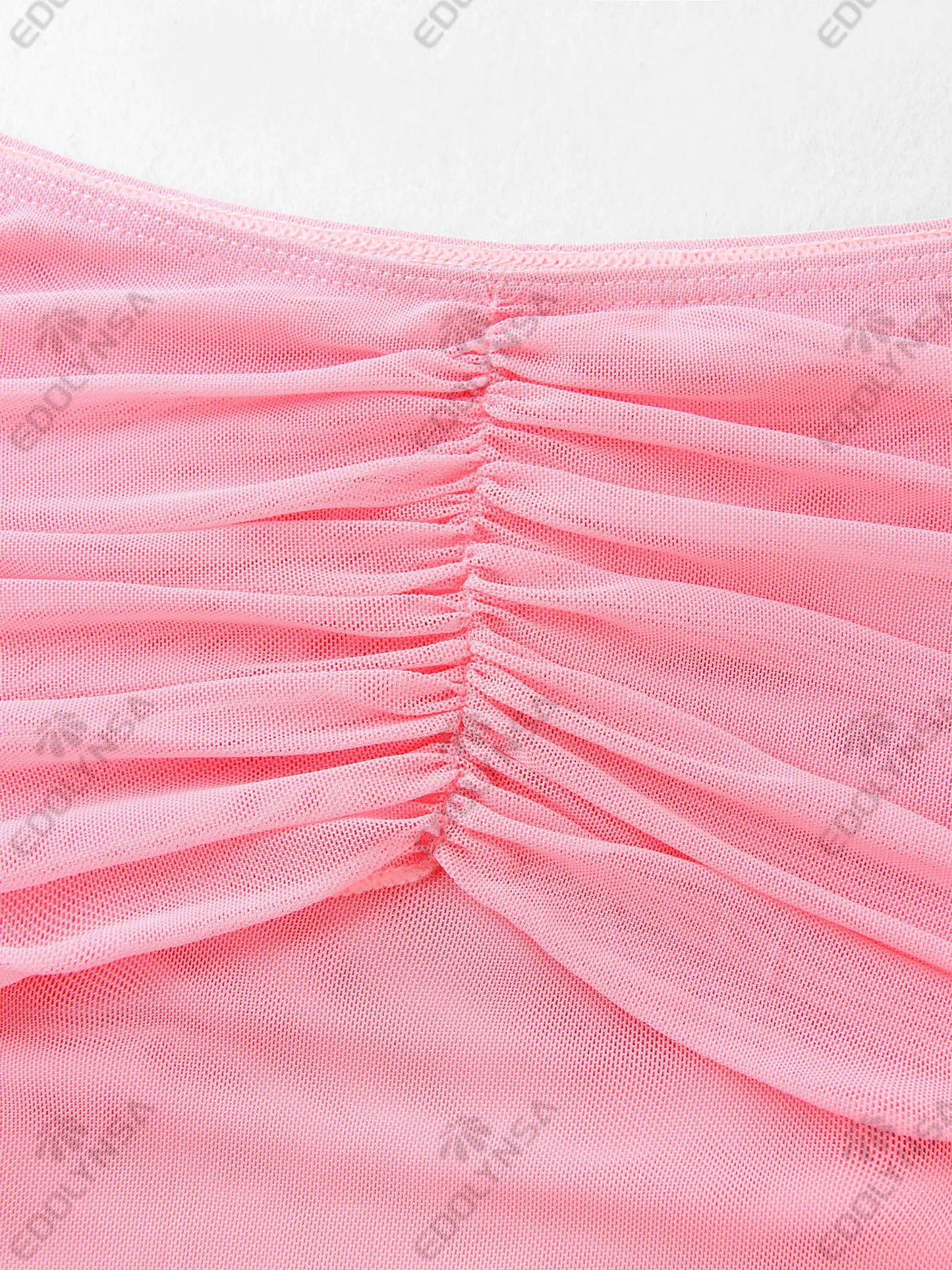 3 Piece Bikini Set 2025 Sexy Pink Swimwear Halter Bathing Suit with Sheer Skirt Beachwear Female Vacation Dresses Swimsuit K193