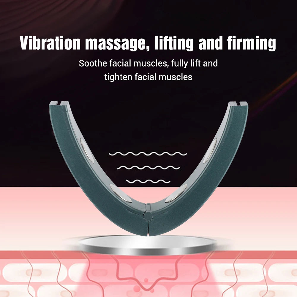 Facial Lifting Device Facial Slimming Vibration Massager Facial Heating Double Chin V Shape Lift Belt Face Hot Compress Massager