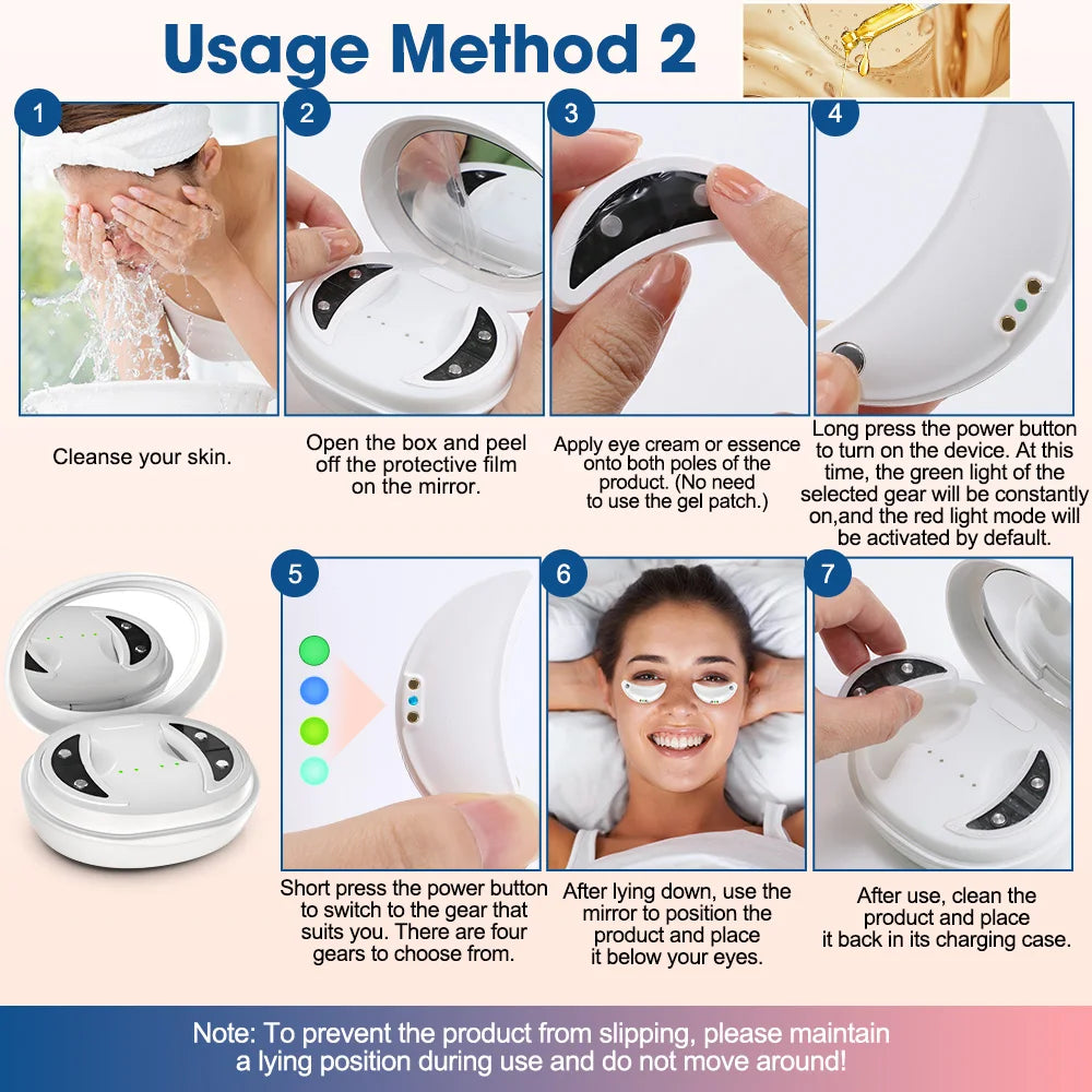 EMS Microcurrent Eye Beauty Device Electric Eye Massage Pad Heating Red Light Therapy Relieve Eye Fatigue Reduce Dark Circle