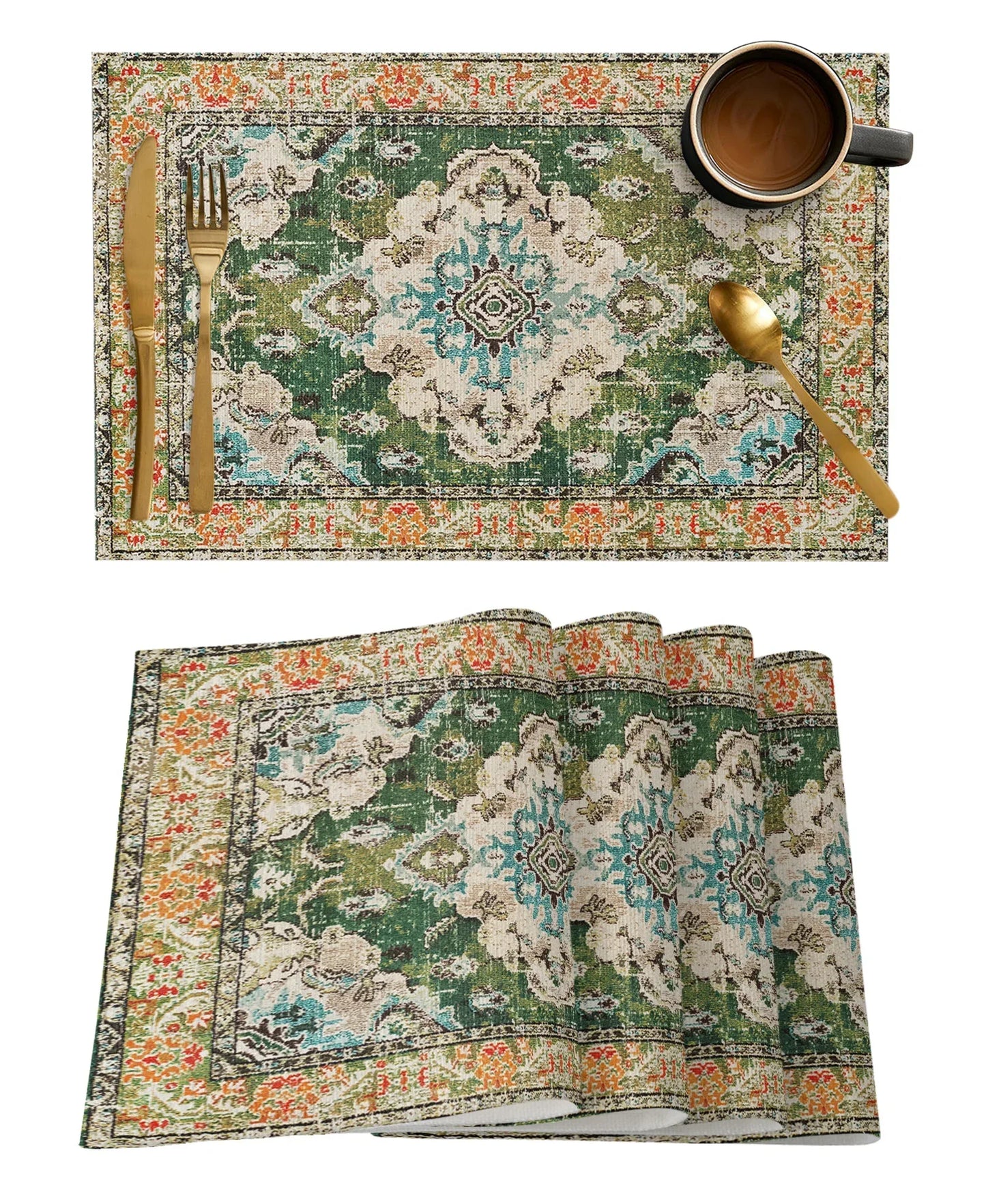 1Pcs Placemat Persian Rug Table Mat For Dining Table Kitchen Accessories Coffee Tea Coaster