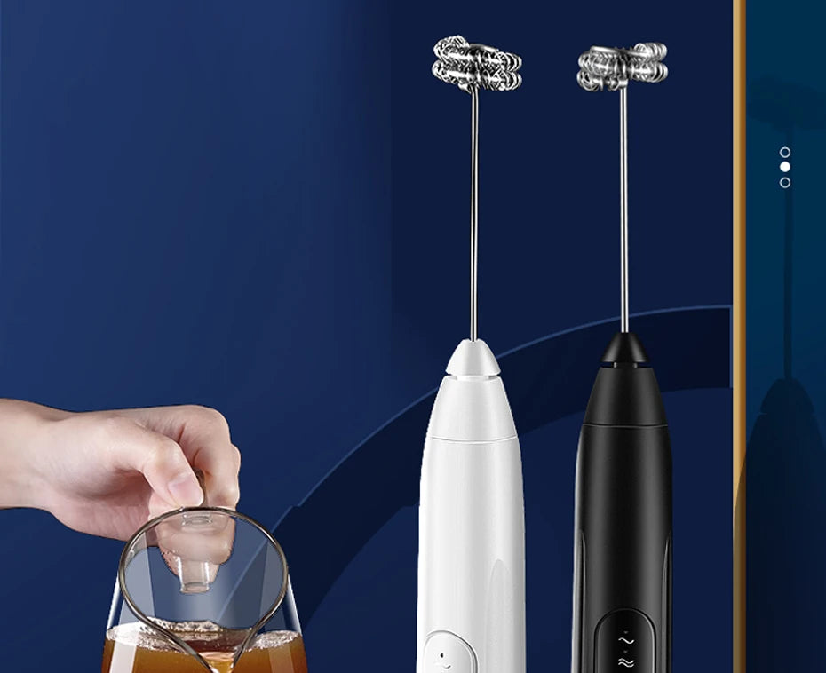 Kitchen Accessories Coffee Stirrer Baking Mixer USB Charging Electric Egg Beater 2-in-1 Double Head Milk Whisk Tools Gadgets Bar