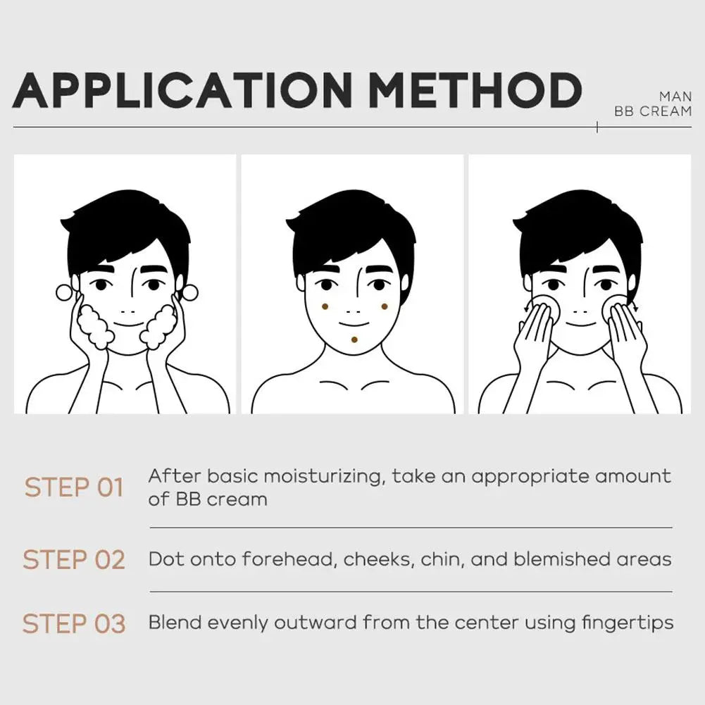 BB Cream For Men Full Coverage Facial Concealer Long Lasting Makeup Foundation Waterproof Men BB Liquid Foundation 30g