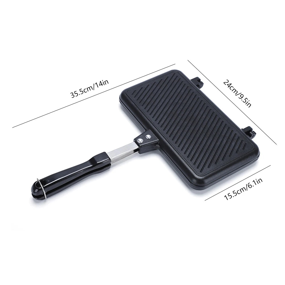 Double Side Bread Frying Pan Non Stick Barbecue Plate Sandwich Toaster Mold Heat-resistant Toastie Waffle Pancake Kitchen Tools