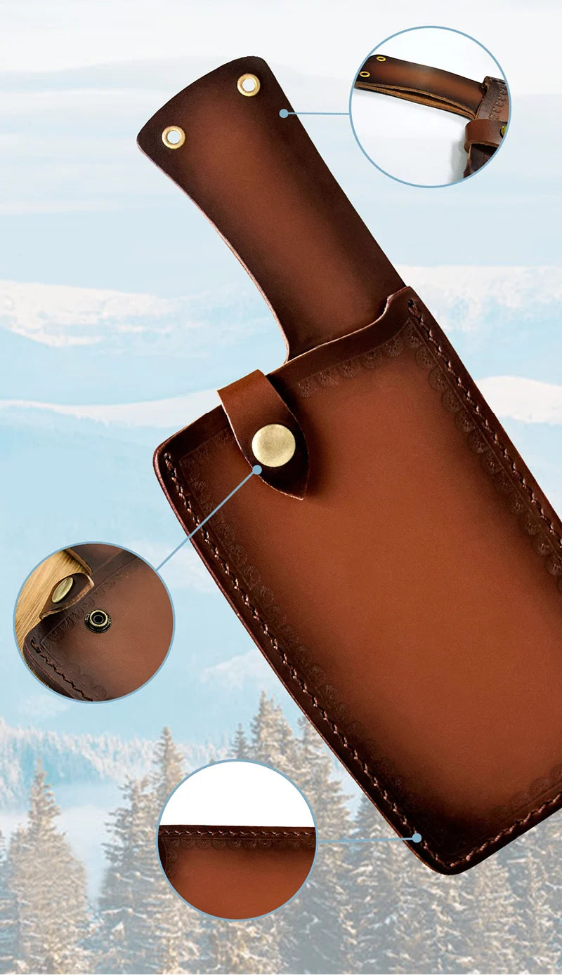 Kitchen Chef Cleaver Chopping Knife Sheath Leather Slicing Blade Guards Protect Case Cover Camping Hunting Travel Scabbard Tools