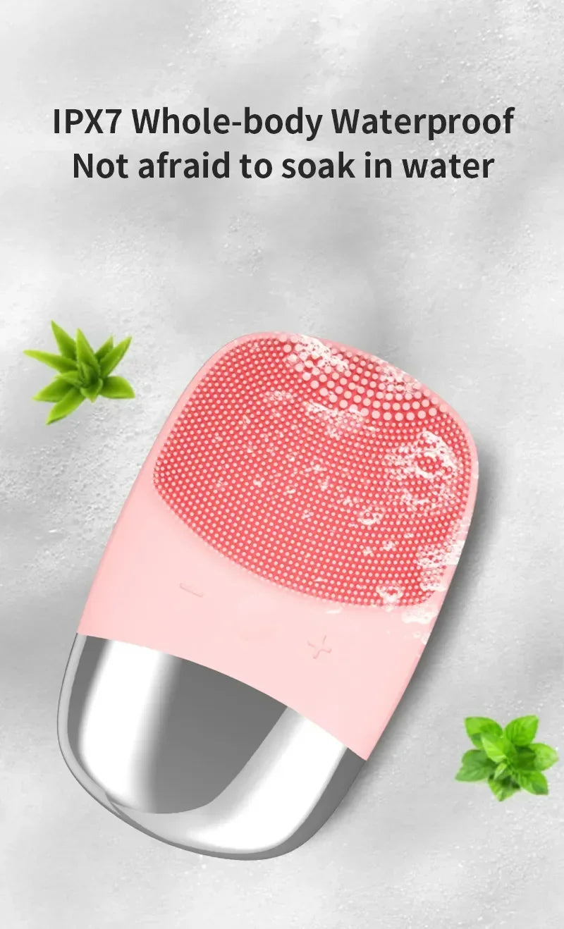 Electric Facial Cleansing Brush Silicone Sonic Face Cleaner Deep Pore Cleaning Skin Massage Intelligent Cleansing Brush Device