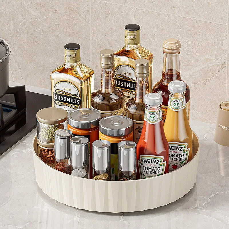 360 Rotating Seasoning Storage Tray Multifunction Pantry Cabinet Turntable For Cosmetics Bathroom Storage Box Kitchen Organizer