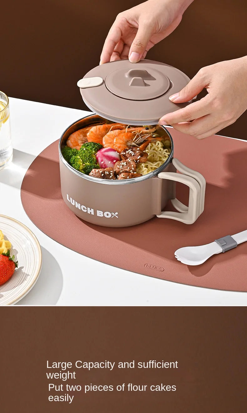 304 Stainless Steel Instant Noodles Ramen Bowl With Lid Fruit Salad Rice Soup Bowl Kitchen Tableware Large Capacity Lunch Box