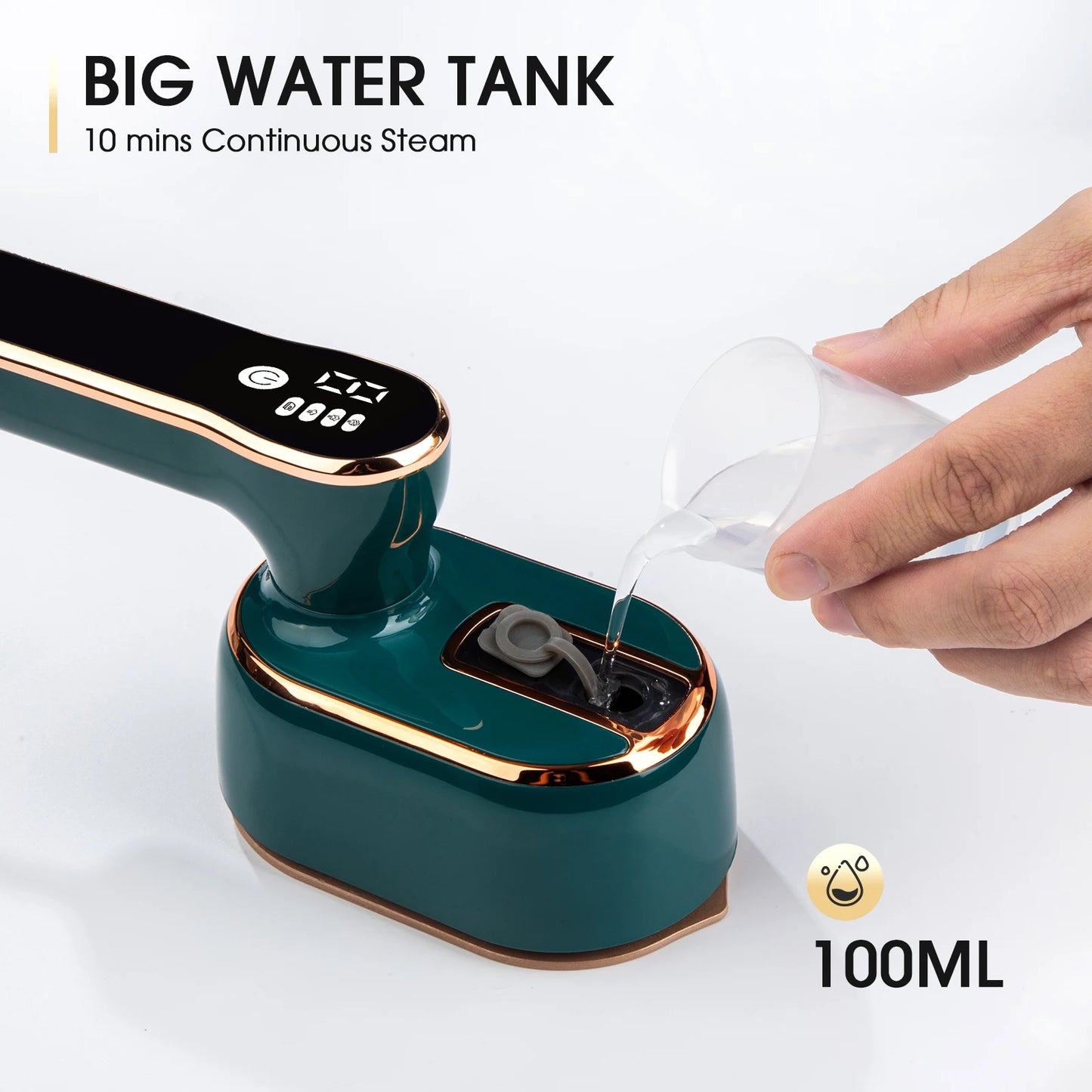 Handheld ironing machine (with steam brush), intelligent LCD electric rotary iron, portable mini iron for home and travel 6198-D