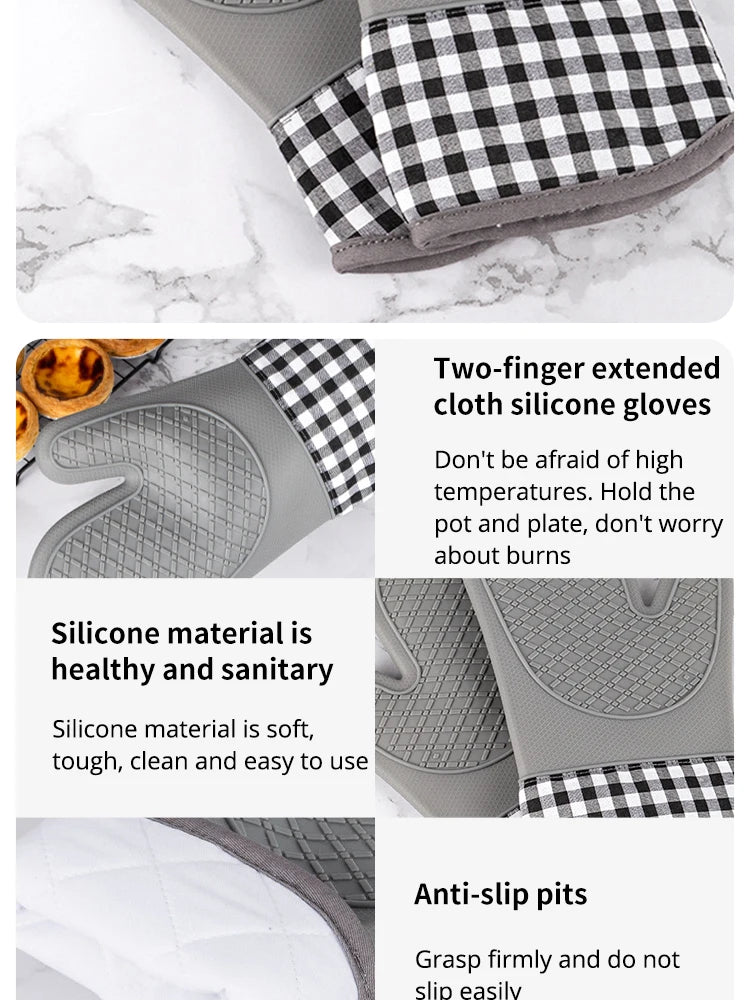 Single Oven Gloves Silicone Gloves High Temperature Resistant Anti-burn And Non-slip Kitchen Microwave Baking Dessert Tools
