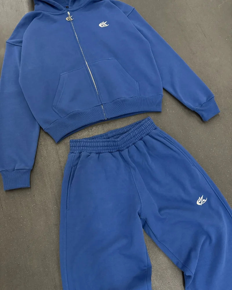 Europe and the United States Vintage Pop Men suit Unique embroidered High Street Harajuku top oversize Fall casual tracksuit