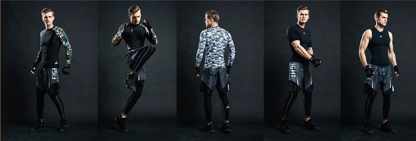 Popular Beach Surf Wear Short Sets For jiu jitsu Bjj No Gi Rashguard+Grappling Shorts Cool Westling stretchy Running Gym Clothes