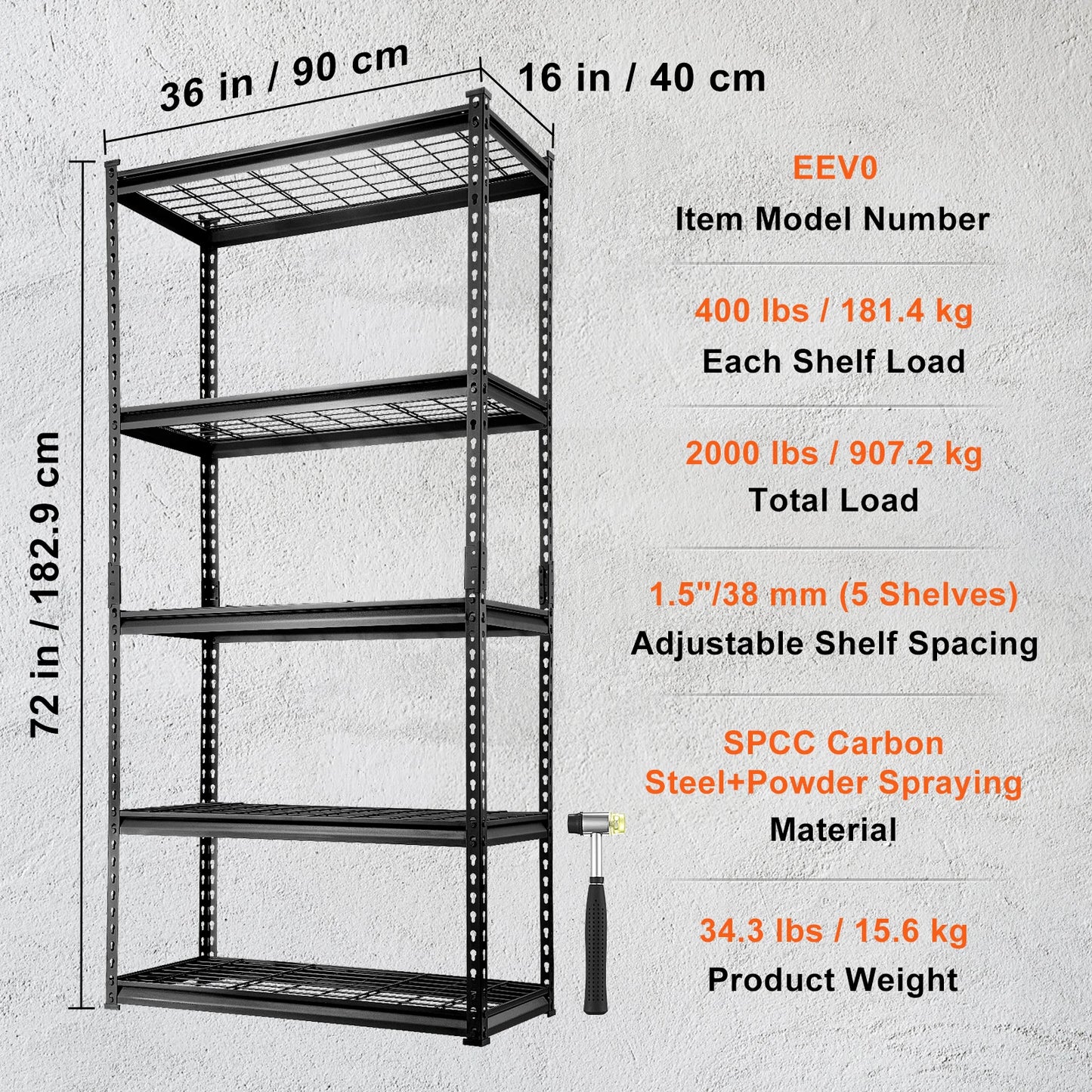 SucceBuy 5-Tier Adjustable 2000 lbs Storage Shelving Unit Heavy Garage Shelves Organizer Wire Rack for Kitchen Pantry Basement