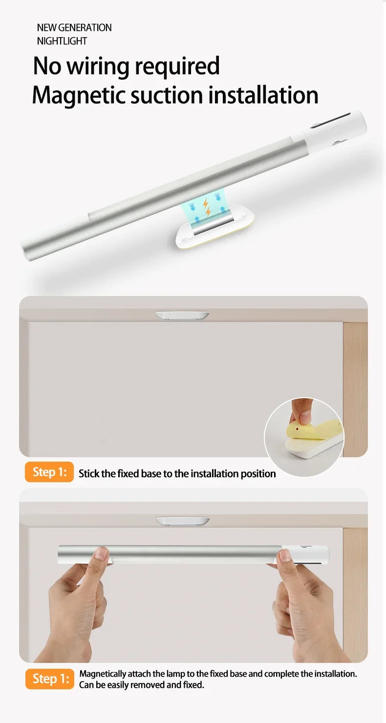 Motion Sensor Light Night Light USB Type C Rechargeable Lights Cabinet Lights For Kitchen Remote control Digital display LED