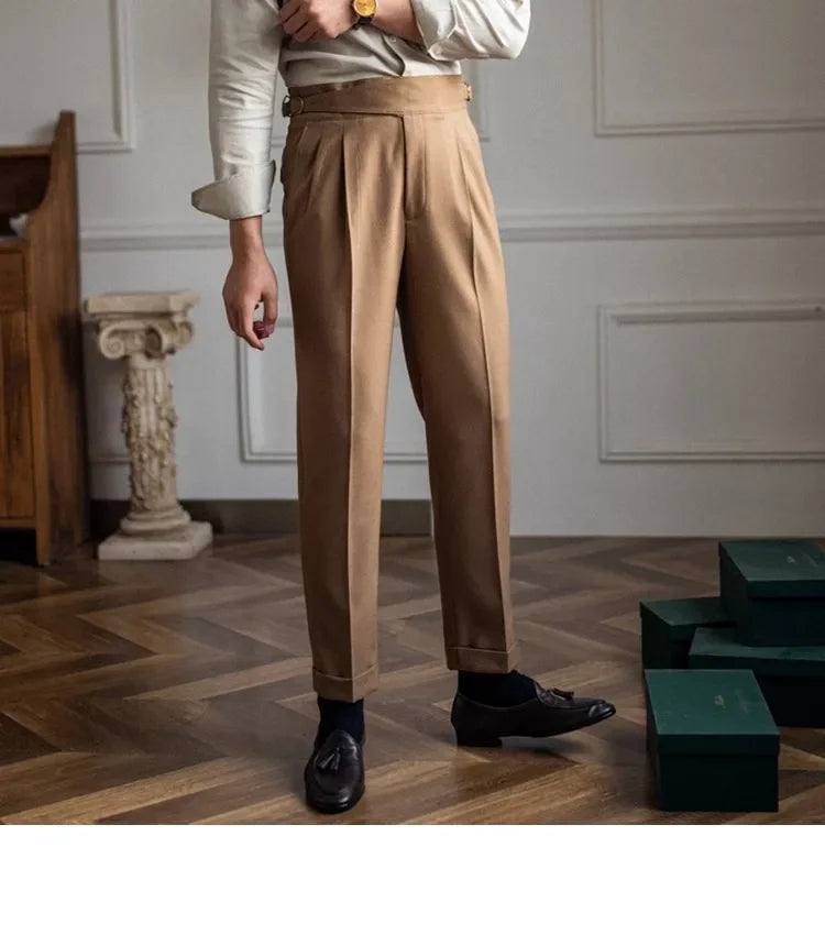 2023 Autumn/winter New Italian Style High-waisted Straight-leg Long Pants Casual Versatile Trousers For British Men