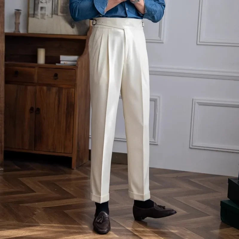 2023 Autumn/winter New Italian Style High-waisted Straight-leg Long Pants Casual Versatile Trousers For British Men