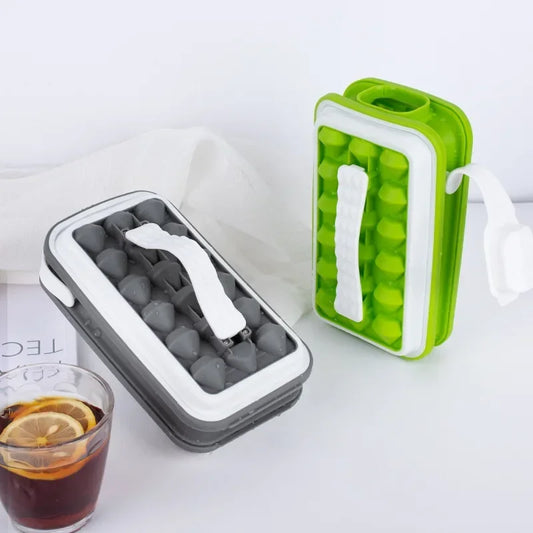 Diamond Shape Ice Maker 18 Ice Cube Mold Foldable Ice Kettle Two-in-one Multi-function Ice Tub Kitchen Bar Gadgets Box