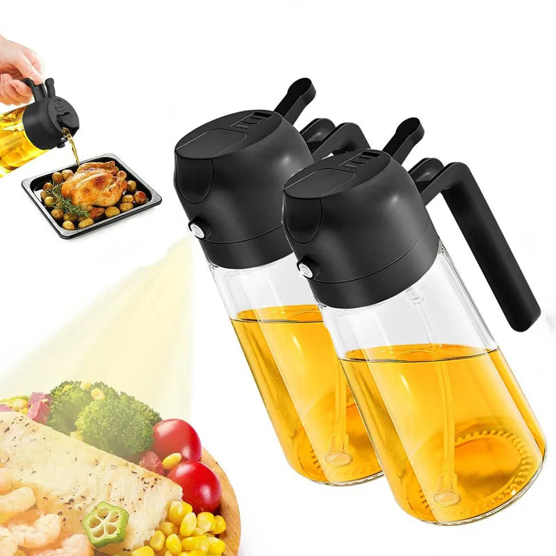 2 in1 Oil Spray Bottle For Kitchen Barbecue Cooking Olive Oil Dispenser Oil Jar Baking Vinegar Soy Spray Container Kitchen Tool