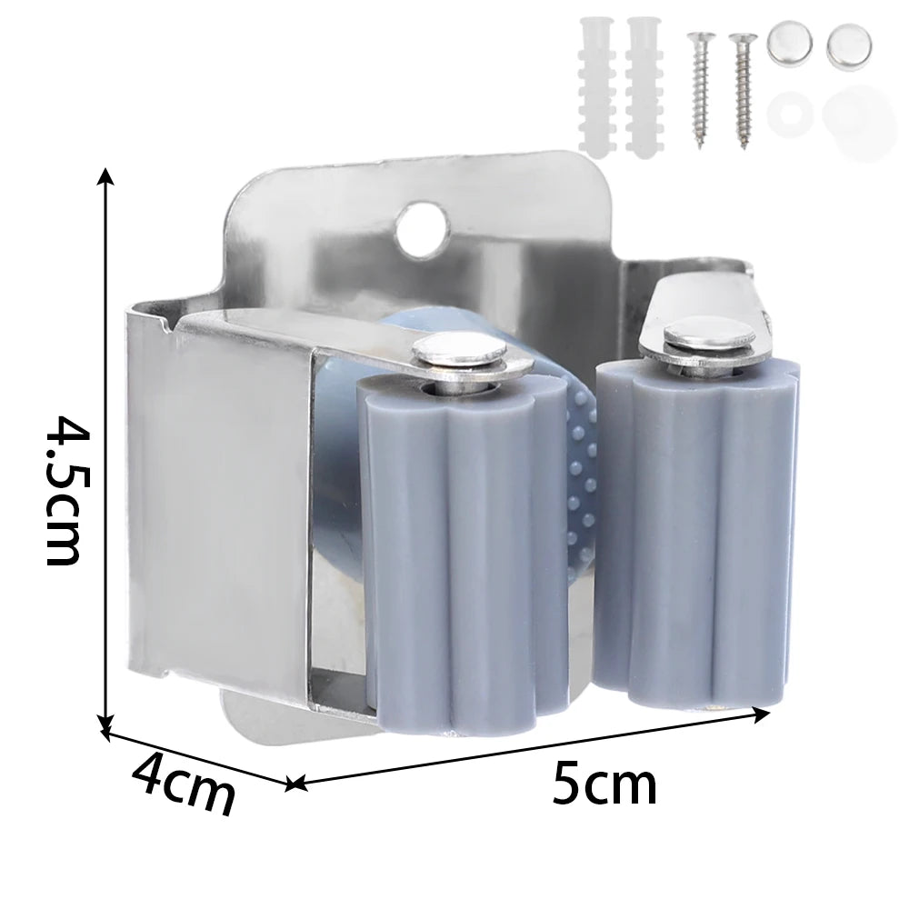 Multi-Purpose Mop Storage Hooks Wall Mounted Punching Type Mop Broom Organizer Holder Rack With Screws Kitchen Bathroom Supplies