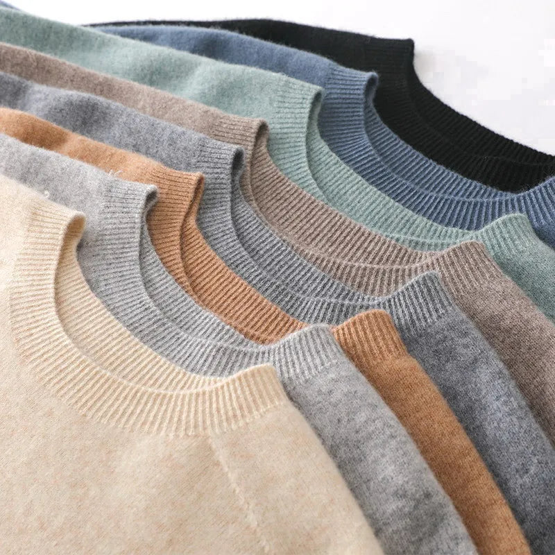 Superfine Merino Cashmere Knitted O-neck T-shirt for Men's Clothing Short Sleeve Tee Solid Color Trend Leisure Tee Tops ﻿