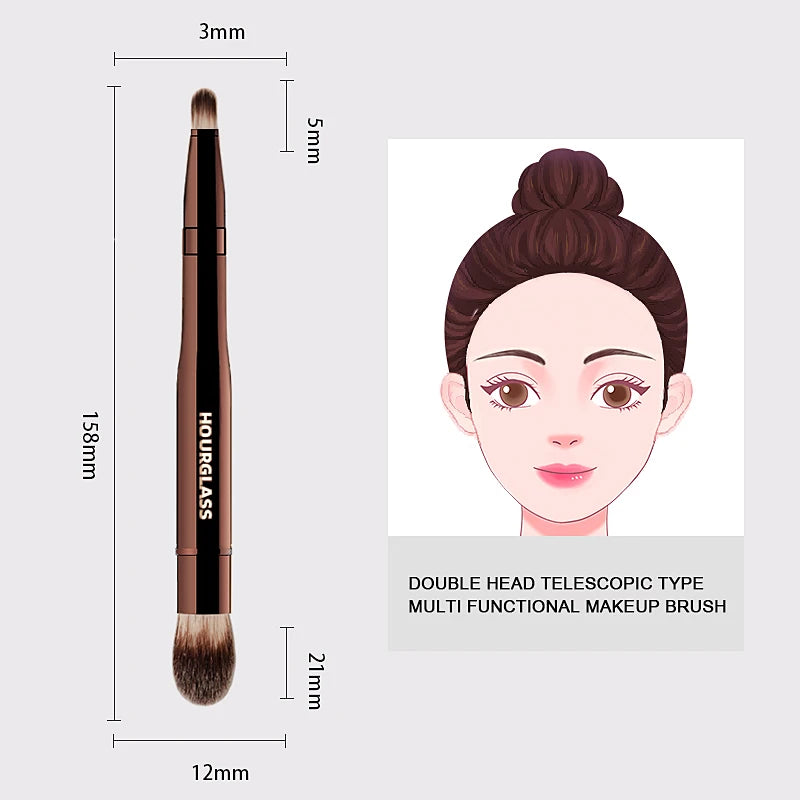 Hourglass Multifunctional Makeup Brush, Double-headed Brush for Facial Concealer and Highlight