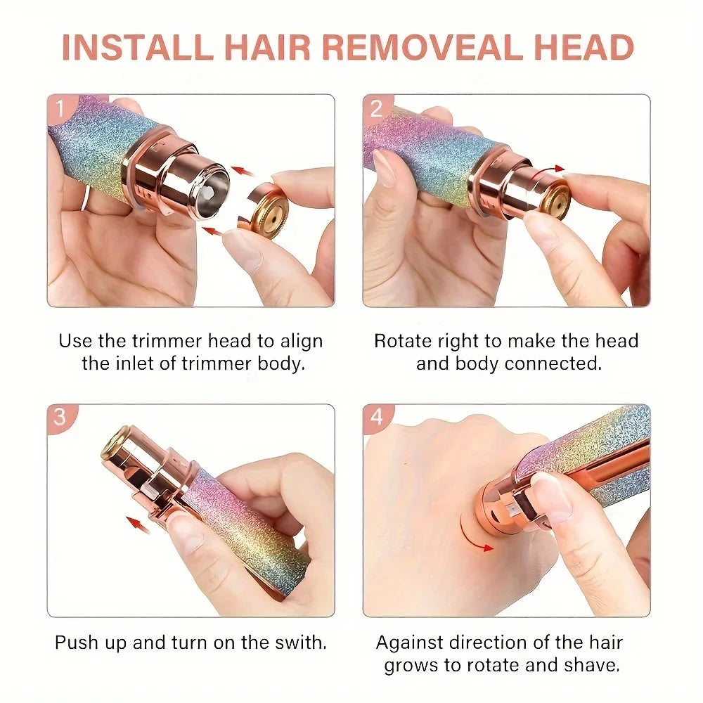 Starry Sky 2-in-1 USB Charging Shaver Portable Shaver Painless Automatic Eyebrow Shaving Facial Hair Removal for Women Beauty