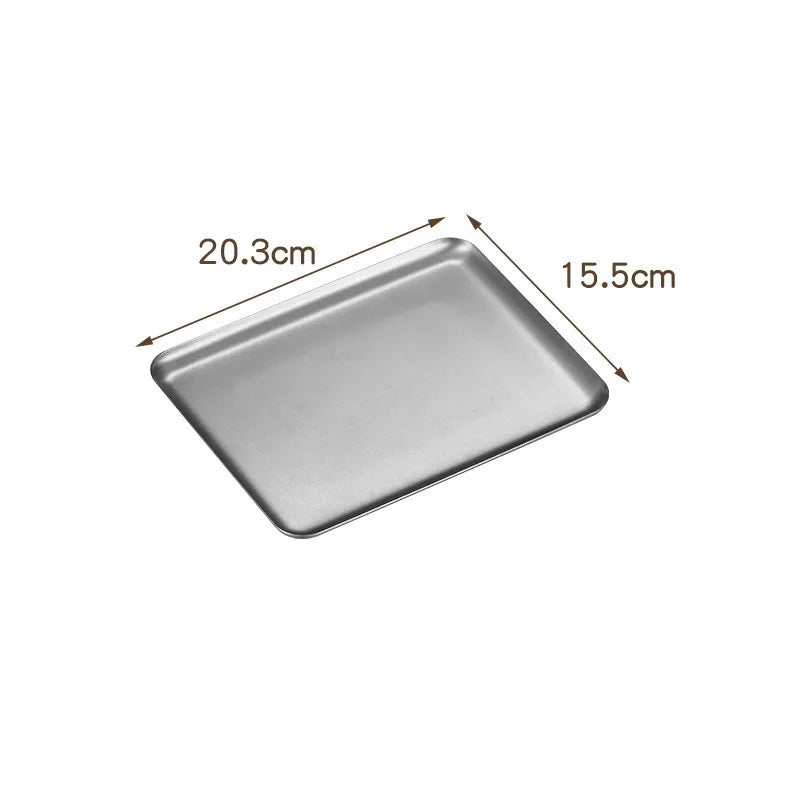 Stainless Steel Shallow Baking Pastry Tray Fruit Sancks Food Storage Plates Non-Stick Dishes Cake Pan Cookware For Kitchen