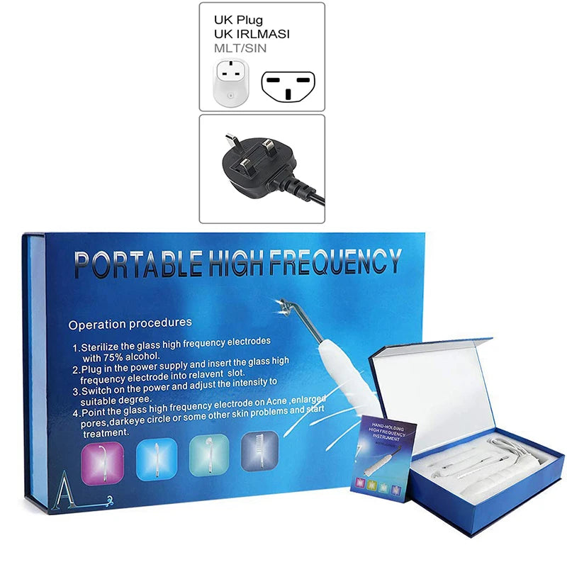 Portable High-Frequency Skin Treatment Stick Machine, Commercial Electrotherapy Machine, Neon Argon Mixed Facial Stick