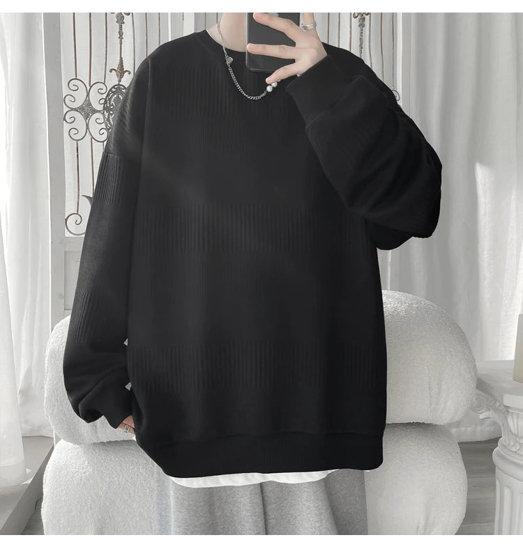2024 Hoodies Jacquard Sweatshirt Mens White Pullover Streetwear Casual Fashion Clothes Mens Oversized Korean Harajuku T Shirt