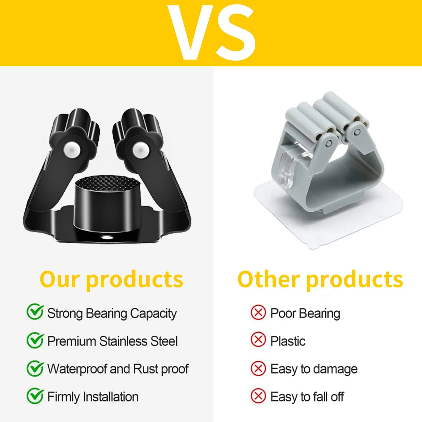 Multi-Purpose Mop Storage Hooks Wall Mounted Punching Type Mop Broom Organizer Holder Rack With Screws Kitchen Bathroom Supplies