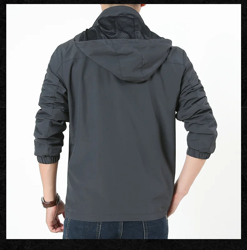 Men's Windbreaker Casual Men's Hooded Jacket Outdoor mountain Waterproof MA-1 Pilot Coat Men's Mountaineering Hunting Suit