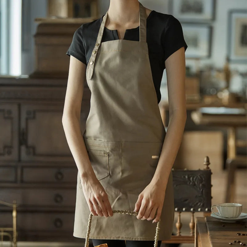 Custom Company Shop LOGO Kitchen Aprons For Woman Men Chef Work  Grill Restaurant Bar Shop Cafes Beauty Nails Studios Uniform