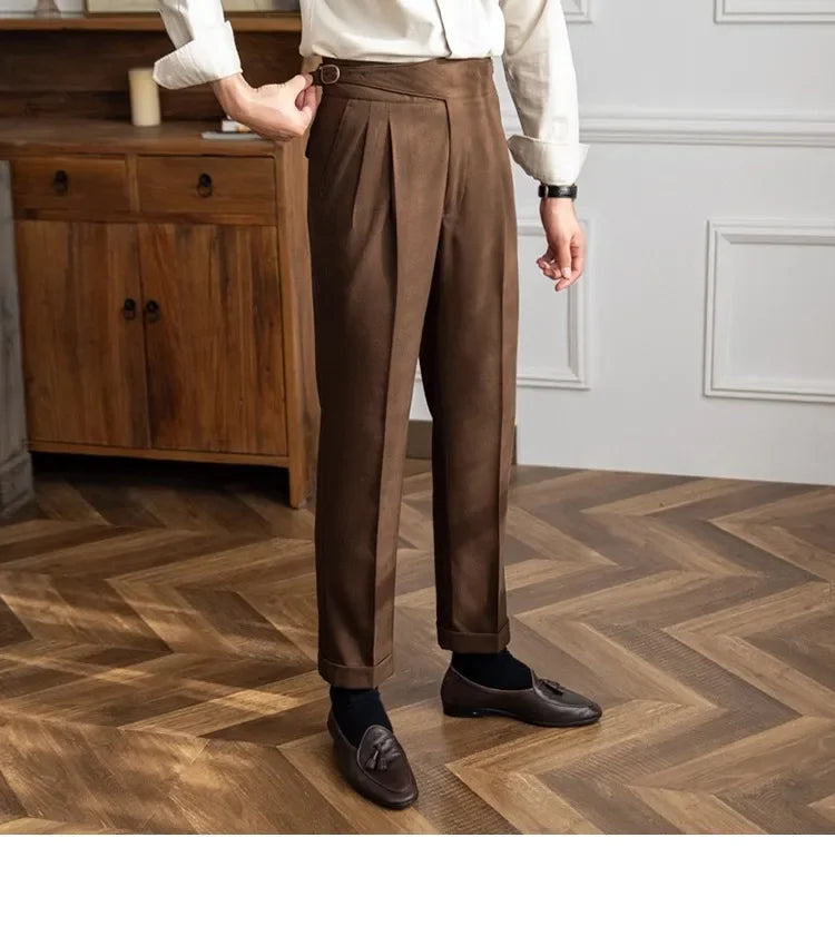 2023 Autumn/winter New Italian Style High-waisted Straight-leg Long Pants Casual Versatile Trousers For British Men