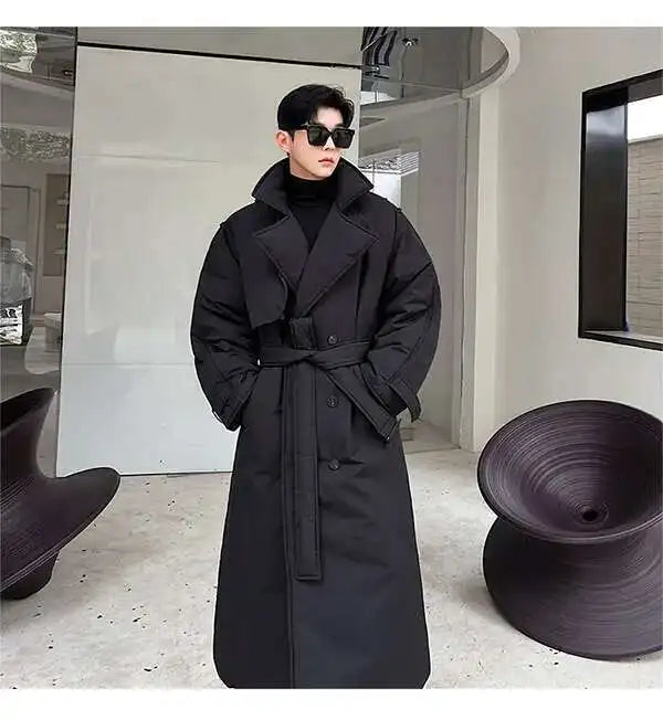 LUZHEN Winter Stylish Double Breasted Long Padded Coat Men's Original Design Thickened Knee-length Trench Trendy 2023 New Cac4db