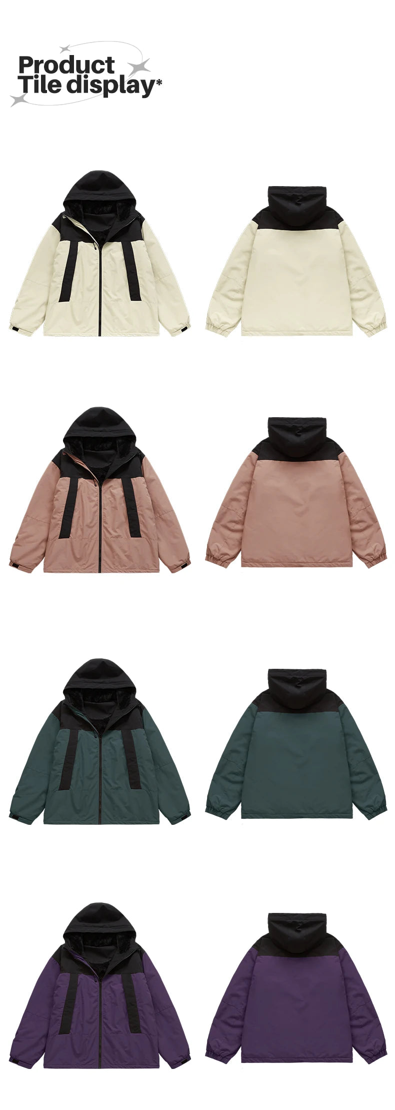 INFLATION Winter Arctic Velvet Inner Parkas Unisex High Neck Windproof Cotton Padded Hooded Jacket Mens Outdoor Coat