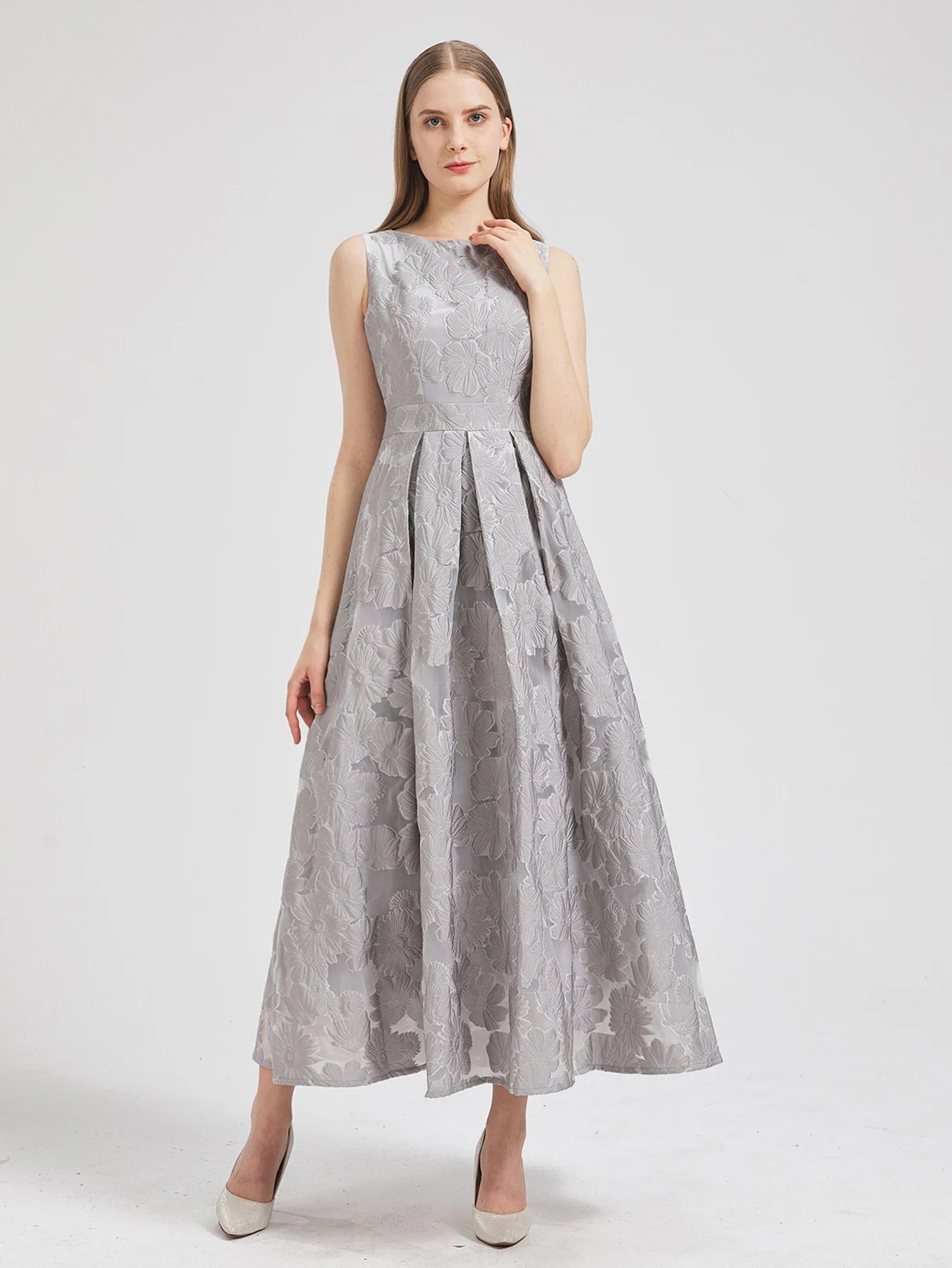 Women 2024 New Fashion Organza Flower Embroidery Elegant Long Dress Summer Sleeveless Dresses Lady Holiday Evening Prom Vestido