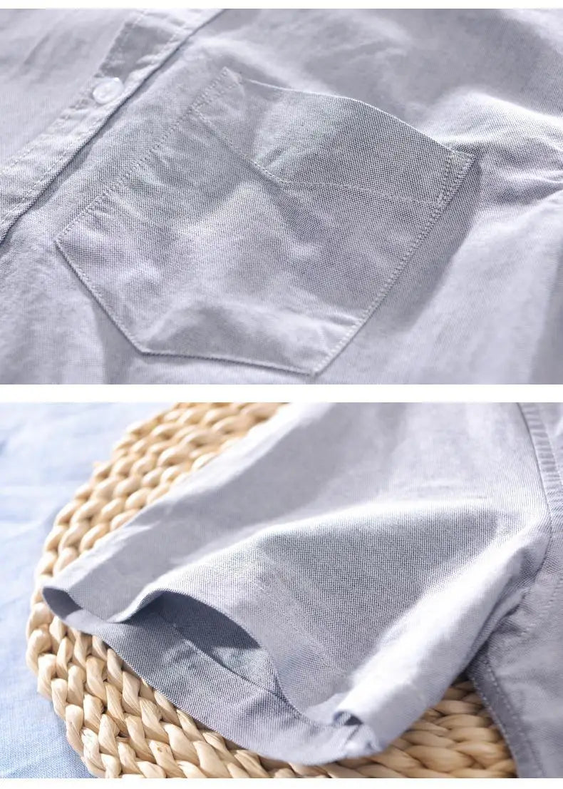 2024High-quality Men Solid Color Short-sleeve Shirts Made 100% Cotton, Suitable for Business  Casual Wear.M-3XL Loose Jacket