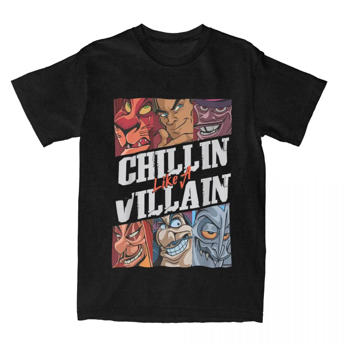 Villains T Shirts Chillin Like A Villain Group Portrait Vintage Tee Shirt Short Sleeve T-Shirt Cotton Gift Idea Tops