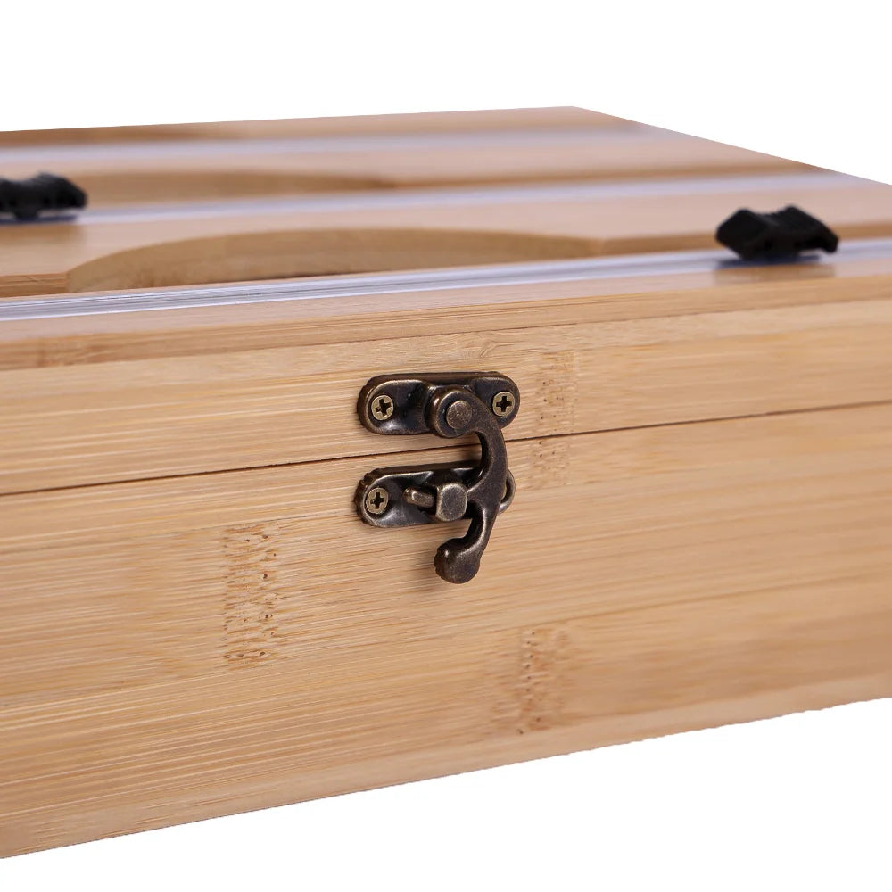 New 3 In 1 Bamboo Wrap Dispenser Storage For Aluminum Foil With Cutter Cling Film Holder Kitchen Accessories Organizer