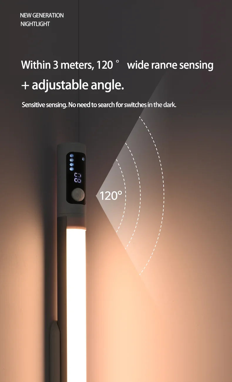 Motion Sensor Light Night Light USB Type C Rechargeable Lights Cabinet Lights For Kitchen Remote control Digital display LED