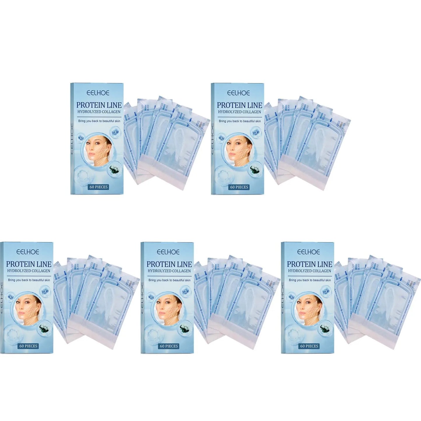 60Pcs Gold Protein Line Fade Wrinkle Firming Facial Filler No Needle Absorbable Smoothing Hydrolyzed Collagen Thread Serum