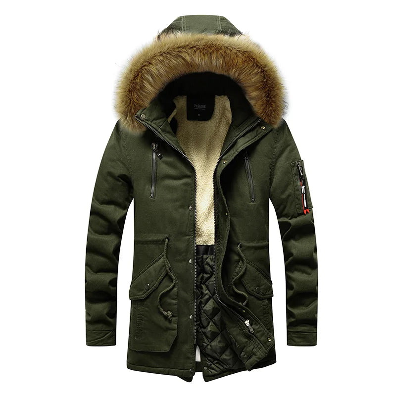 Camouflage Jacket Winter Hooded Velvet Thick Windproof Coat Men Warm Male's Medium-long Parkas New Mens Camo Parka Coat