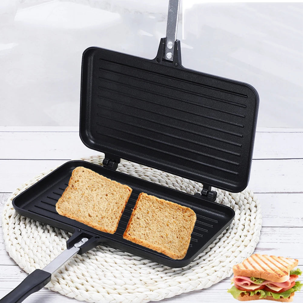 Double Side Bread Frying Pan Non Stick Barbecue Plate Sandwich Toaster Mold Heat-resistant Toastie Waffle Pancake Kitchen Tools
